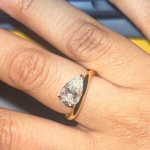 3CT moissanite sterling silver gold teardrop ring